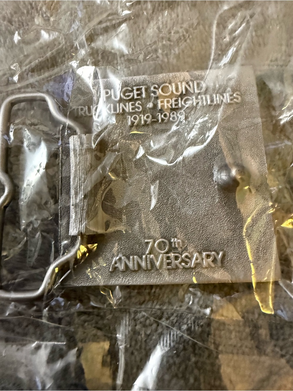 Puget Sound Trucklines Freightlines 1919-1989 70th Ann. Block Belt Buckle #5 View 4